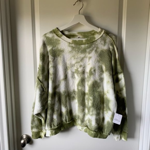 Free People Kelly Set XS NWT Sweatshirt Shorts Washed Tie Dye Knit Loungewear - Picture 5 of 16